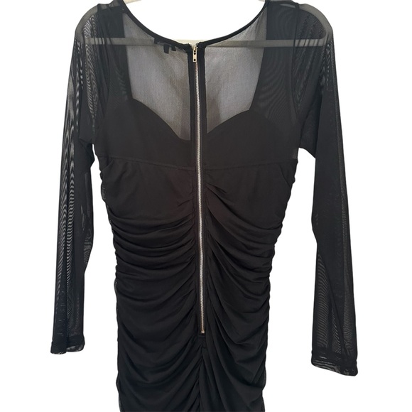Fashion Nova Black Mesh Long Sleeve Mini Dress Size 1X - Picture 7 of 10